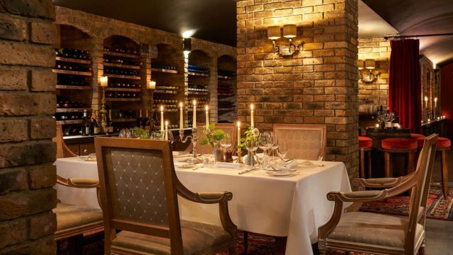 Private Dining Table in the Wine Cellar at Sheen Falls Lodge