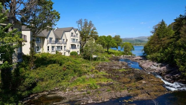 View from outside Sheen Falls Lodge