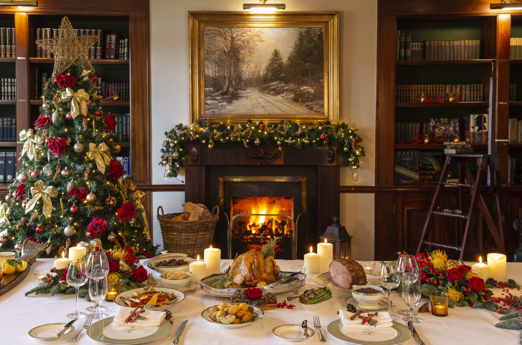 Christmas Lunch table with traditional fare